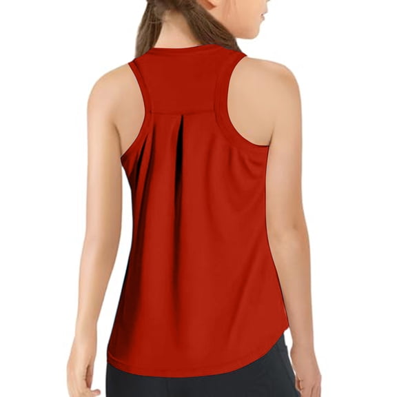 Abcomgle Girls Athletic Tank Top Size 10-12 Summer Racerback Sleeveless Tanks for Girls Sports Solid Workout Shirts for Girls