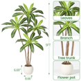 thumbnail image 2 of Yeshouse árbol artificial de drácena de 1,2 a 1,8 m con maceta alta blanca, planta de yuca falsa ideal para hogar, oficina, sala, entrada o porche, perfecta para decoración de interiores, 2 of 8