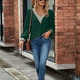 thumbnail image 3 of cfhntfmh Dressy Casual Shirts for Women Trendy Lace V Neck Basic Blouses Comfy Long Sleeve Embroidery Going out Tops, 3 of 6