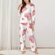 thumbnail image 2 of Balery Pink Hearts Conjunto de Pijama con Estampado para Mujer, Conjunto de Dos Piezas con Manga Larga, Ropa de Dormir Suave con Bolsillos, Pijamas Cómodos-Large, 2 of 7
