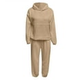 thumbnail image 5 of Womens Sweatsuits Sets Two Piece Solid Color Long Sleeve Hooded Sweatshirt and Sweatpants 2025 Fall Lightweight Casual Baggy Tracksuit, 5 of 6