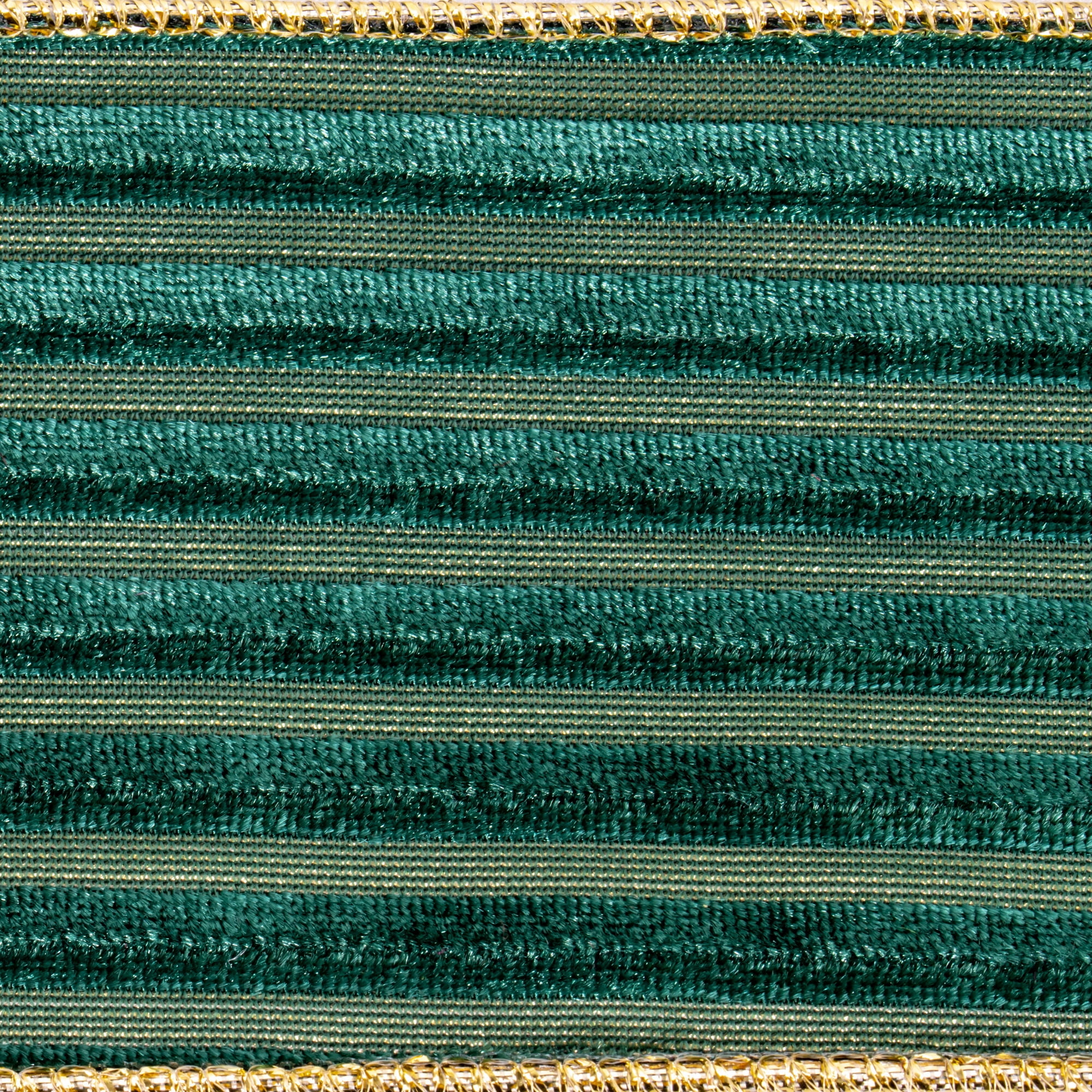 Vickerman 2.5" x 10 Yards Green Stripe Gold Back Ribbon