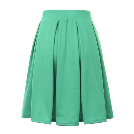 Doublju - Doublju Women's Vintage Pleated Skirt A-line Midi Skirts MINT ...