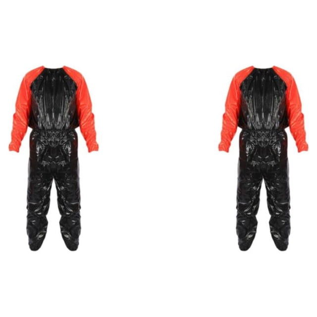 Naiovety Traje de Sauna duradero, ejercicio, gimnasio, hogar, sudadera con capucha, pantalones de larga duración, rojo + negro XXL Rojo+Negro XL 2Conjunto