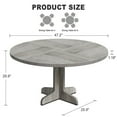 thumbnail image 2 of 47" Farmhouse Round Dining Table with Wood Tabletop and Sturdy Base, Circle Kitchen Table for 4 for Dining Room, Living Room, 2 of 7