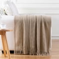 thumbnail image 3 of Battilo Tan Throw Blanket,Lightweight Knitted Bed Blanket,Beige Throws for Living Room,50"x60", 3 of 9