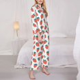 thumbnail image 3 of Gukieu Strawberries Print Women's Long Sleeve Pajama Set, Button Top Elastic Pocket Pajama Pants Two Piece Set Home Wear-X-Large, 3 of 7