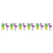 Beistle - Flamingo & Pineapple Streamer - 9" x 8' - Pack of 12