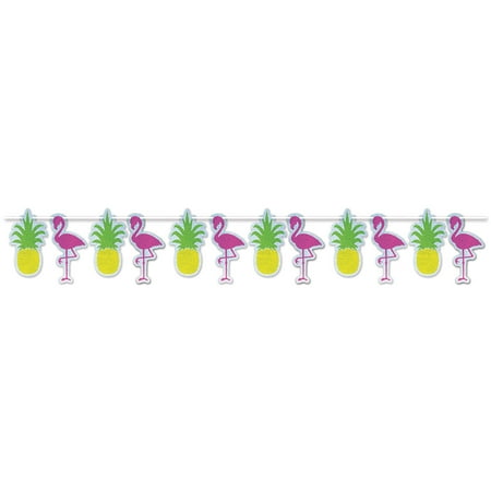 Beistle - Flamingo & Pineapple Streamer - 9" x 8' - Pack of 12
