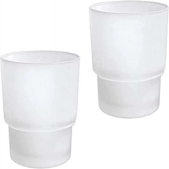 Estético y práctico, almacenamiento multiusos, soporte para cepillos de dientes montado en la pared, vaso de vidrio esmerilado para la higiene diaria, acabado cromado que agrega un toque de lujo