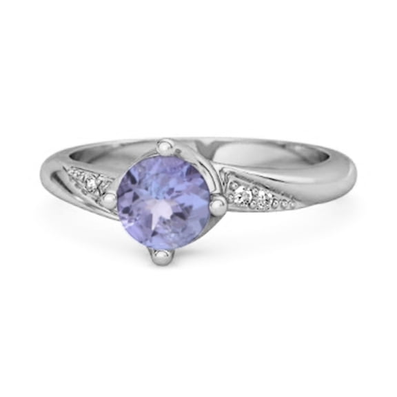 Solitaire 0.25 Ctw Tanzanite Accents 925 Sterling Silver Mother's Day Gift Ring