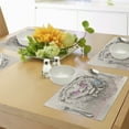 thumbnail image 4 of Ambesonne Animal Place Mats Set of 4, Lion Head Hipster Style, Standard Size, Pale Blue Pale Pink, 4 of 6