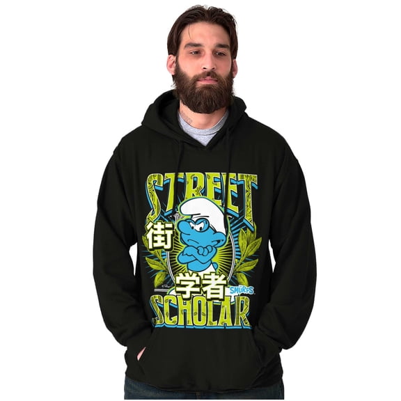 The Smurfs Kanji Street Scholar Men Big & Tall Graphic Hoodie Brisco Brands 2X