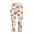 thumbnail image 4 of SCRAWLGOD Union Jack Beige High Waisted Capri Leggings with Pockets for Women - Active Yoga Pants for Running Cycling Workout - Athletic Yoga Leggings Tummy Control, XS, 4 of 7