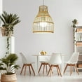 thumbnail image 4 of Rattan Lamp Shade Rattan Chandelier Lampshade Light Fixture Living Room Table Cover Art Craft 18cmx26cm, 4 of 8