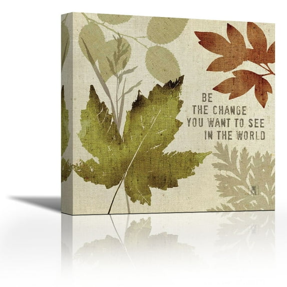 Leaves of Inspiration I - Contemporary Fine Art Giclee on Canvas Gallery Wrap - wall décor - Art painting - 12 x 12 Inch - Ready to Hang