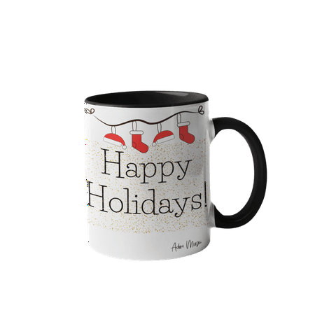 

Adore Mugs Happy Holidays Stockings Coffee Mug Black - 11oz