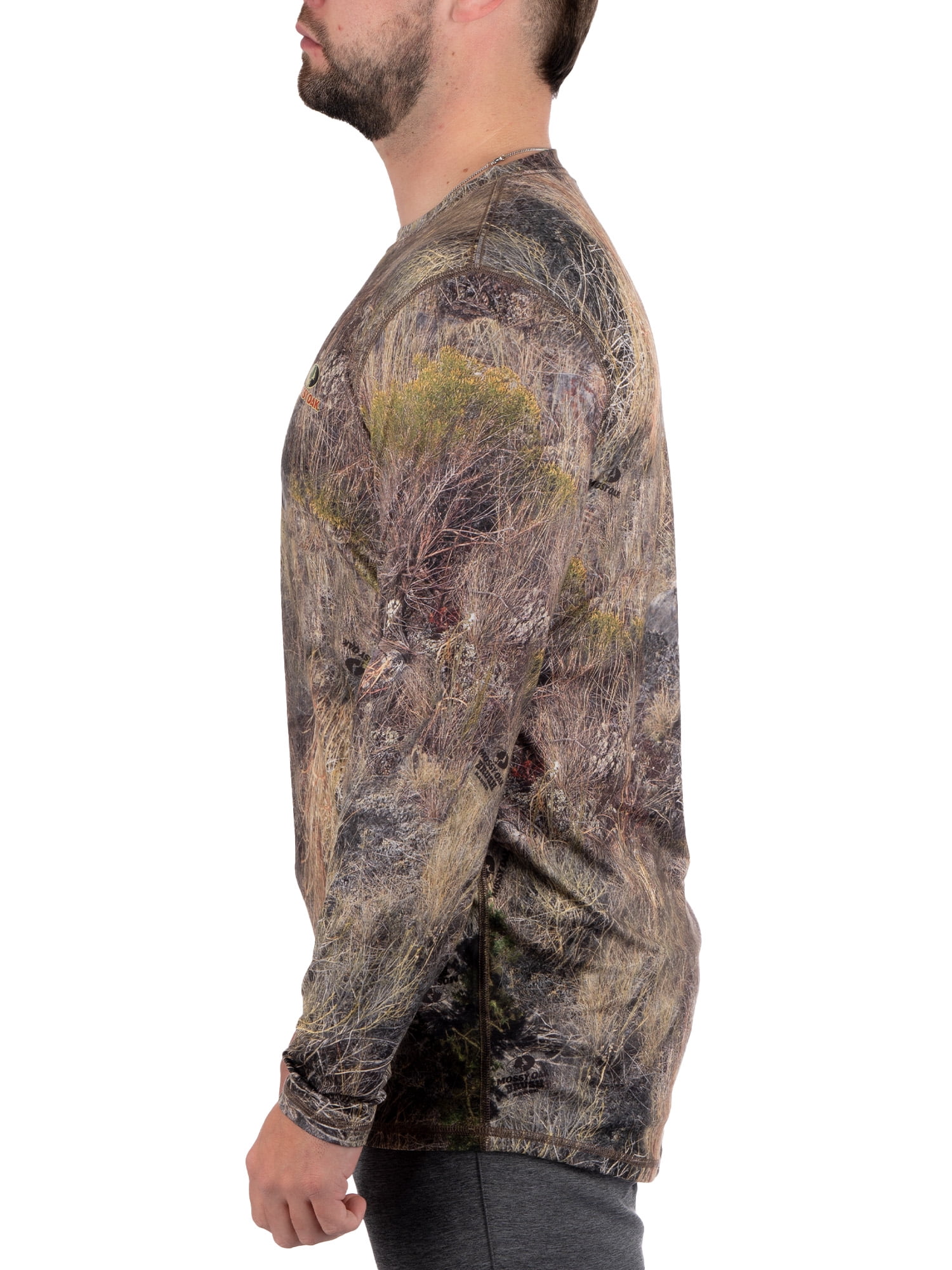 Men's Long Sleeve Camo Tee Hunting Performance Shirt by Mossy Oak, Sizes S-3XL