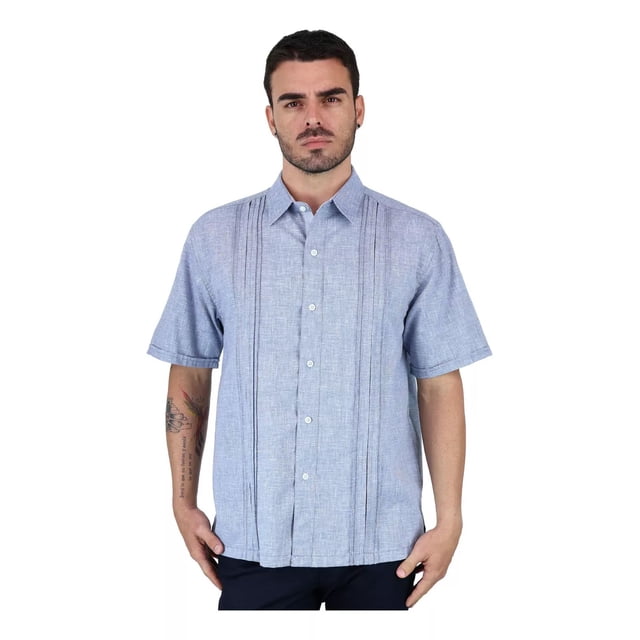 Camisas Con Look De Lino De Manga Corta Estilo Guayabera