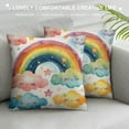thumbnail image 3 of TIAOTIAOHOU Decorative Throw Pillow Covers Cute Rainbows and Rain Clouds Satin Throw Pillow Covers Nursery Watercolor Colorful Sofa Pillow Case for Living Room Bedroom, 3 of 5