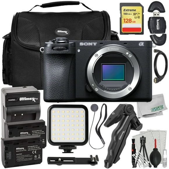 Ultimaxx Essential Sony a6700 Mirrorless Camera Bundle (Body Only) - Includes: 128GB Extreme Memory Card, 2x Spare Batteries, LED Light Kit & More (22pc Bundle)