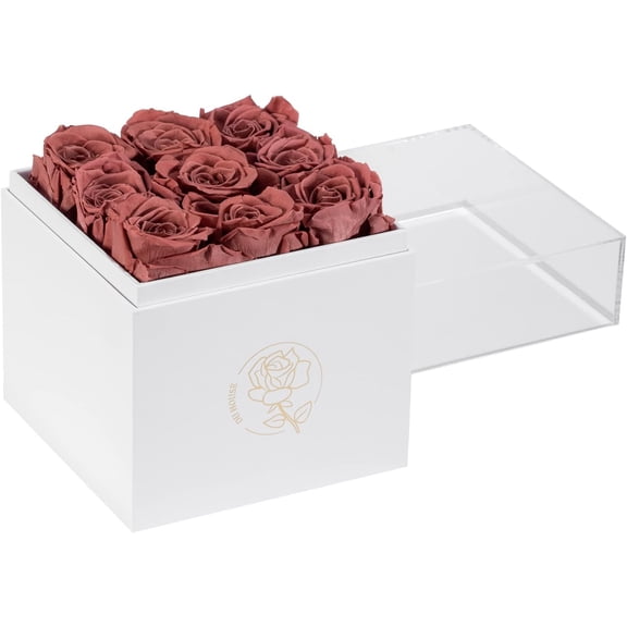 9pcs Preservd Rose in Acrylic Box Eternal Flower That Lasts 4 Years Gifts for Girlfriend Wife Mom Women Valentines Day Anniversary Birthday Mothers Day(Sky Blue)