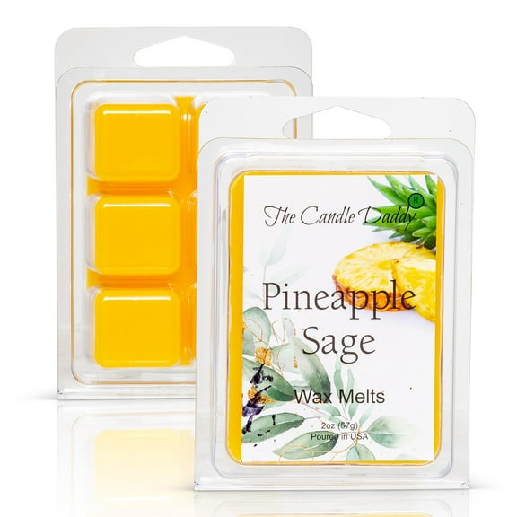 Pineapple Sage - Tropical Herbal Scented Melt- Maximum Scent Wax Cubes/Melts- 1 Pack -2 Ounces- 6 Cubes