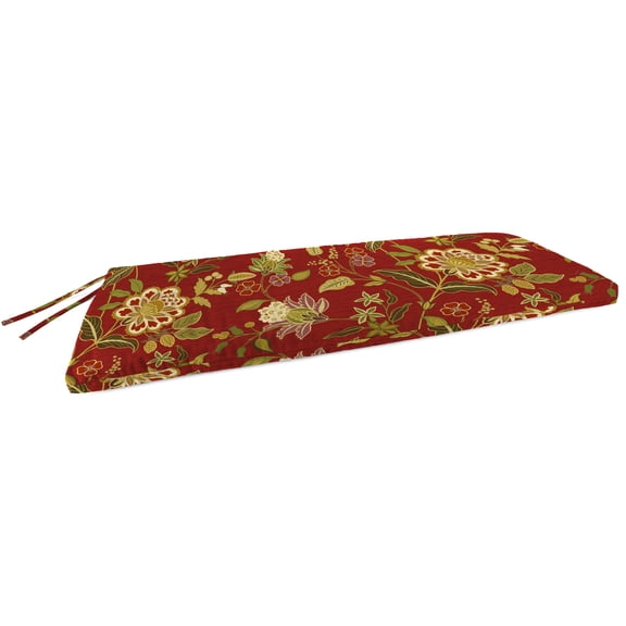 Jordan Manufacturing 48" x 18" Alberta Salsa Red Floral Rectangular Outdoor Bench Cushion with Ties