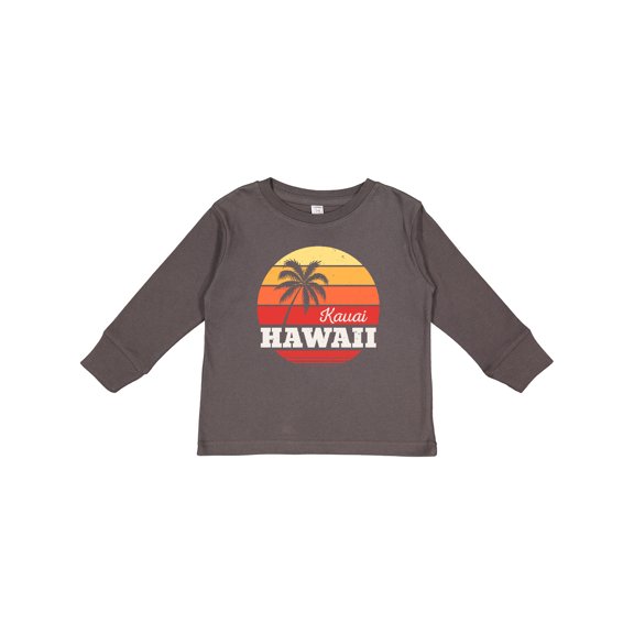 Inktastic Kauai Hawaii Retro Sunset Boys or Girls Long Sleeve Toddler T-Shirt