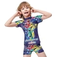 thumbnail image 4 of Power Rangers Boys Two Piece Swimsuit Kids Swimwear Set Short Sleeve Bathing Suit Trunks And Shirt, 4 of 7