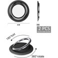 thumbnail image 3 of Soporte para anillo de teléfono de 2 uds, soporte de anillo para teléfono giratorio ajustable de 360°, soporte para coche disponible, se adapta a todos los teléfonos inteligentes (negro plateado), 3 of 5