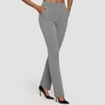 thumbnail image 2 of zaveiop Dress Pants Women Stretchy High Waisted Wide Leg Work Pants Business Casual Office Trousers Bootcut Flare Slacks with Pockets (Z-Grey, XL), 2 of 4