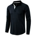 thumbnail image 3 of Waffleknit Golf Shirts for Men Long Sleeve T-Shirts Button Collared Casual Solid Color Pullover Slim-Fit Breathable Athletic Workout Tees Tops, 3 of 6
