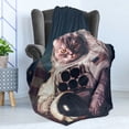 thumbnail image 4 of Space Cat Soft Flannel Fleece Throw Blanket, Vintage Image Astronaut Kitty with American Flag Patriot Animal, Cozy Plush for Indoor and Outdoor Use, 50" x 70", White Red and Dark Blue, by Ambesonne, 4 of 5