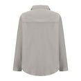 thumbnail image 6 of WCMZJ Women Oversized Button Down Shirts V Neck Collar Blouse Long Roll Up Cuffed Sleeve Casual Boyfriend Cotton Tops Gray S, 6 of 7