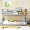 thumbnail image 2 of Harper & Bright Designs Twin Over Twin Bunk Bed with Built-in Ladders and Guardrail, Solid Wood Twin Size Floor Bunk Bed Frame, 2 of 10