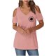thumbnail image 4 of Algodón Fuera Del Hombro Tops para la Impresión de las Mujeres Manga Corta V-Cuello Blusa, Top de Algodón de Imitación de Moda, 4 of 7