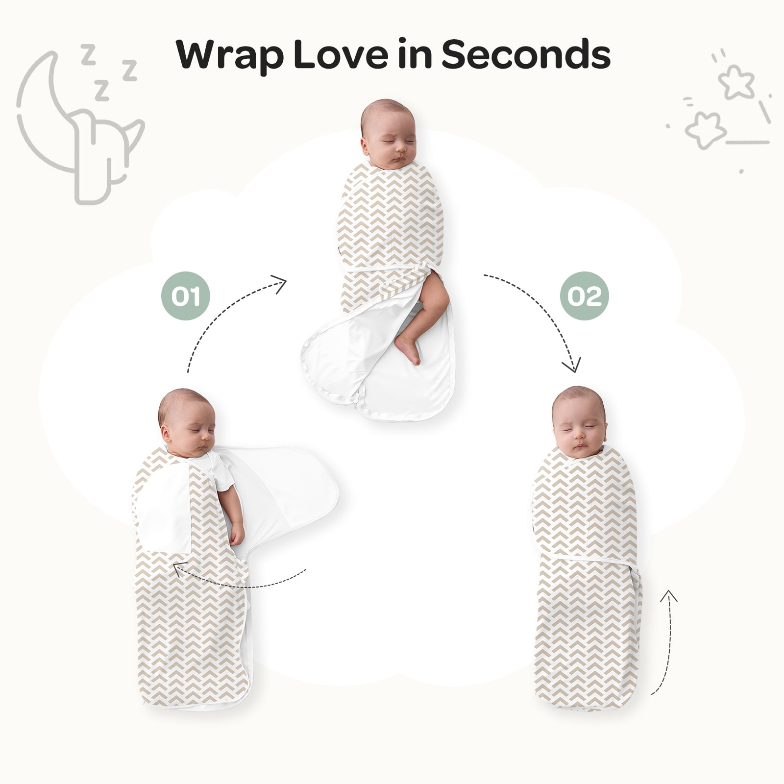 Momcozy Swaddles for Newborns,Quiet Fastner Suitable for Infant 0-3 Months,New-Parent-Friendly,Reduce Startle Reflex,Newborn Boys Girls,2-pack,Wonder