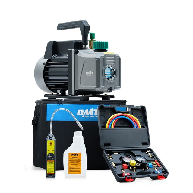 Juego de bomba de vacío y manómetros para aire acondicionado Orion Motor Tech 1/3 hp 4.5 cfm