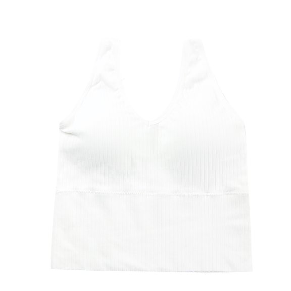 Bigersell Women Bralette Women Bra without Underwire Push-Ups Long V-neck Underwear Women Size Padded Lace Bandeau Bra, Style 777, White