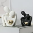 thumbnail image 7 of LAMIRO Ceramic Couple Hug Figurine with Golden Heart Men Women Embrace Statue Sculpture Living Room Bedroom Desktop Decoration Wedding Anniversary Gifts, 7 of 7