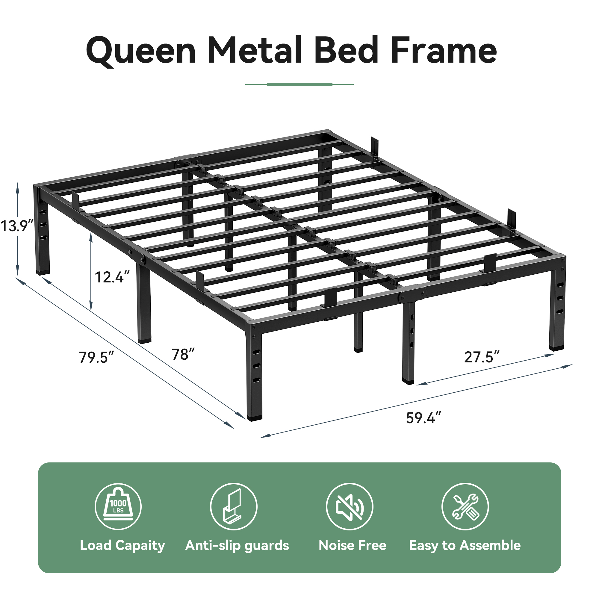 Sailvan Queen Metal Platform Bed Frame, 14-Inch photo 3