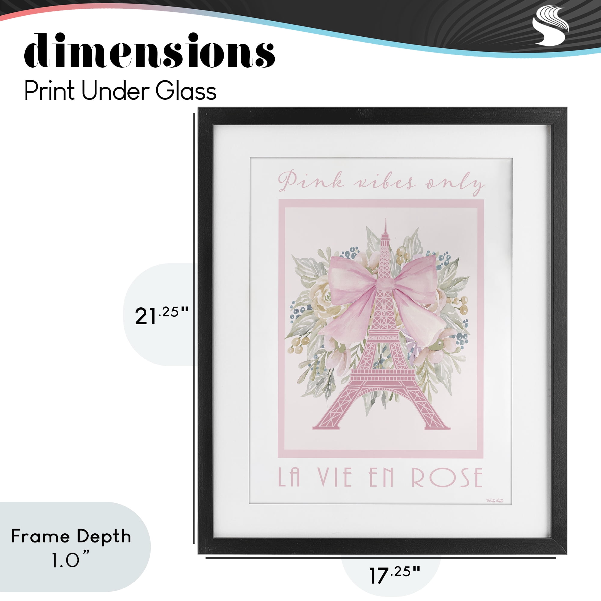 Stupell Industries Pink Vibes Only Paris Black Framed Print Under Glass, design by Cindy Jacobs