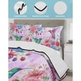 thumbnail image 4 of Quilts Twin Size Bedding Set, Colorful Spring Floral Lightweight Quilted Comforter, Watercolor Birds Farmhouse Art Soft Reversible Bedspread Coverlet with Pillow Covers for All Season, 68" x 86", 4 of 7
