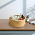 thumbnail image 4 of Outoloxit Round Woven Storage Baskets, Soft Cotton Rope Woven Blanket Baskets Storage Basket Portable Basket Organizer Decorative Baskets for Storage Living Room, Yellow A, 4 of 6