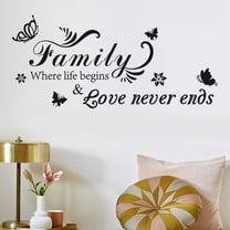 BNNG Removable Wall Stickers Wall Decor for Living Room Bedroom Kitchen Quote- Family Where Life Begins & Love Never Ends Wall Decals Vinyl Removable