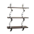 thumbnail image 1 of Danya B WL-A01 Contemporary Waves 3-Level Floating Shelving System - Walnut/Silver Finish, 1 of 4
