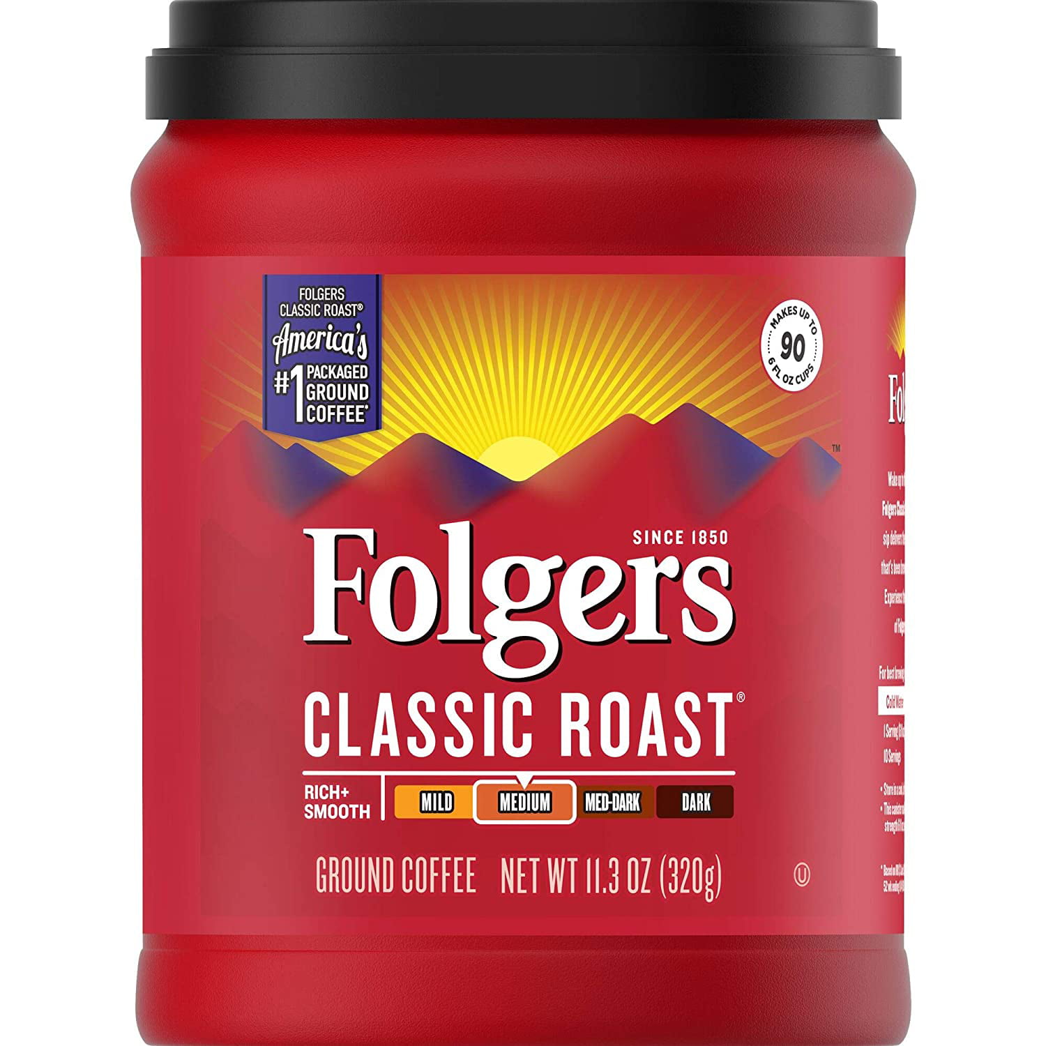 Folgers Classic Roast, Medium Roast, Ground Coffee, 11.3
