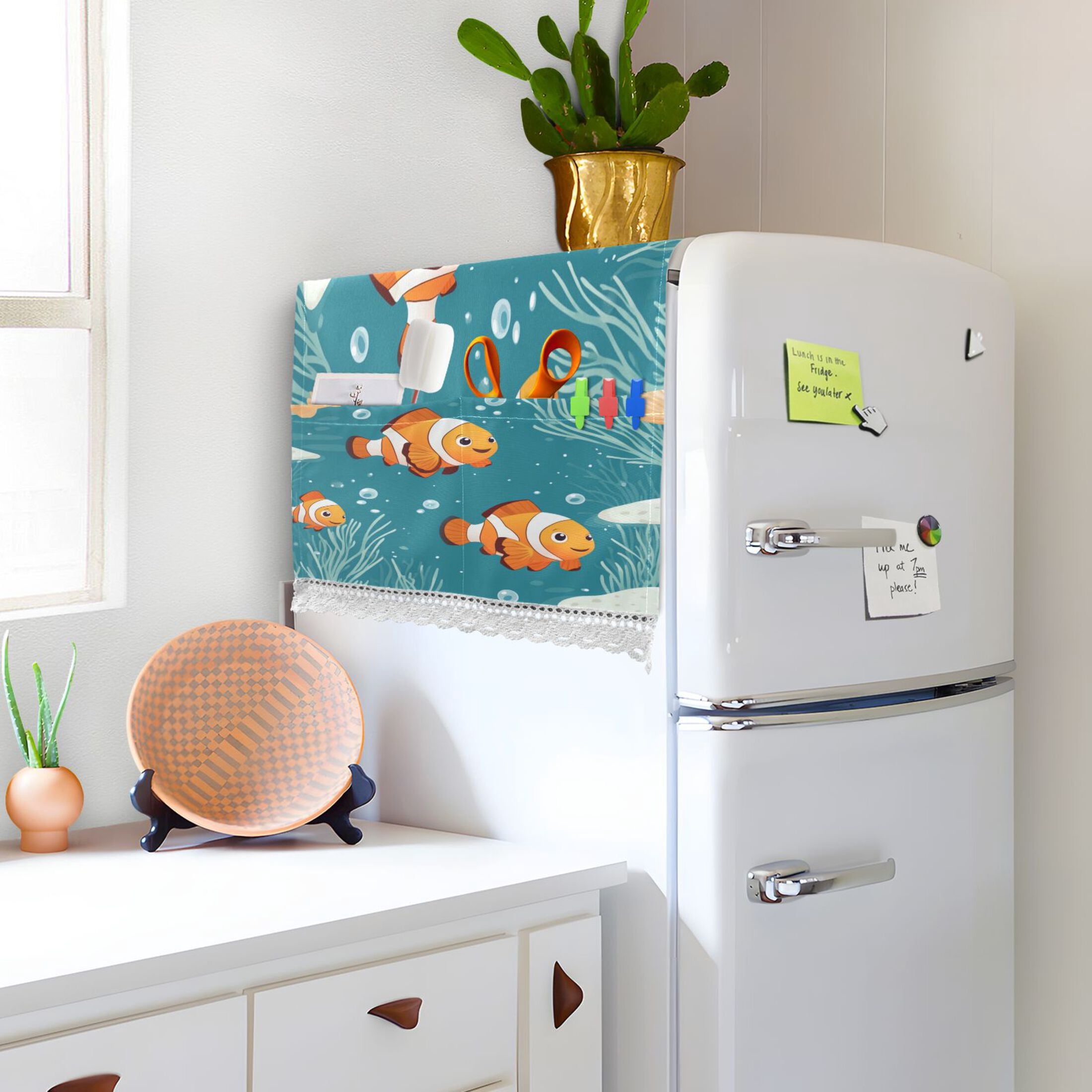WOBOGO Cute Clownfish Washing Machine Cloth Dryer Refrigerator Top Cover Protective Non-Slip Mat For Kitchen Laundry