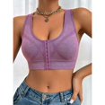 thumbnail image 2 of YWMJI Women's Sports Bra Front Closure No Underwire Bra Soft Wireless Push Up Bra Soft Seamless Supportive Sports Bra Front Closure Tank Bras Everyday Bras Yoga Running Gym Shape Brs Dark Purple Xl, 2 of 5
